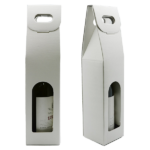1-bottle Wine Gift Carry Pack with Window - White Linen Texture