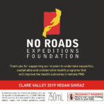 No Roads Expedition Foundation - Clare Valley 2019 vegan Shiraz